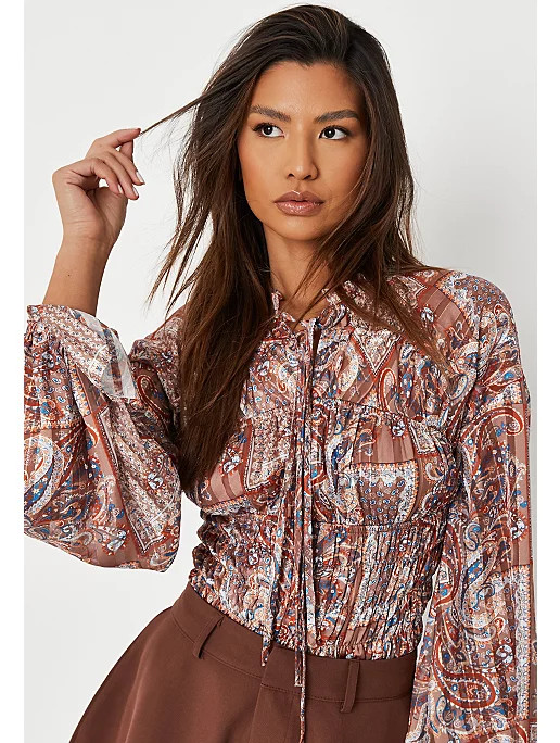 ASDA Missguided Paisley Tie Neck Blouse