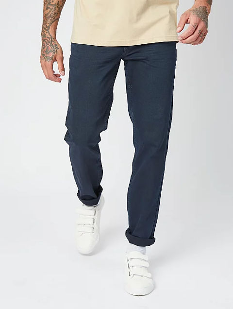 ASDA Navy Straight Fit Stretch 5 Pocket Twill Trousers