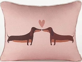 ASDA Pink Sausage Dog Hearts Cushion