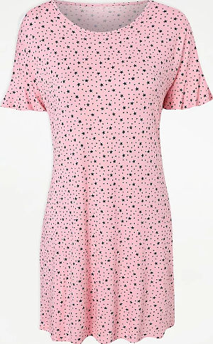 ASDA Pink Star Print Short Sleeve Nightdress