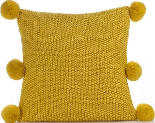 ASDA Yellow Pom Pom Cushion