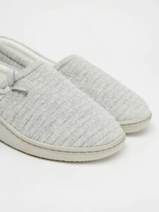 Grey Marl Ribbed Arch Support Slippers
