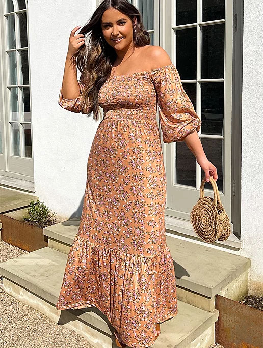 Mustard Floral Maxi Dress In The Style