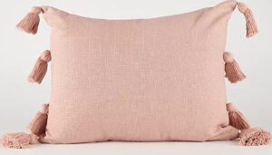 Pink Cotton Tassel Cushion