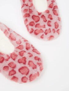 Pink Leopard Print Slipper Socks