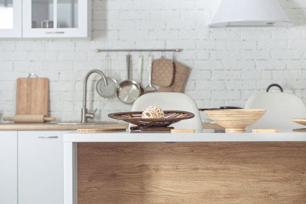 Scandinavian kitchen worktop with accessories