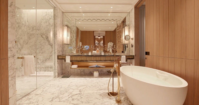 gold and white luxury bathroom